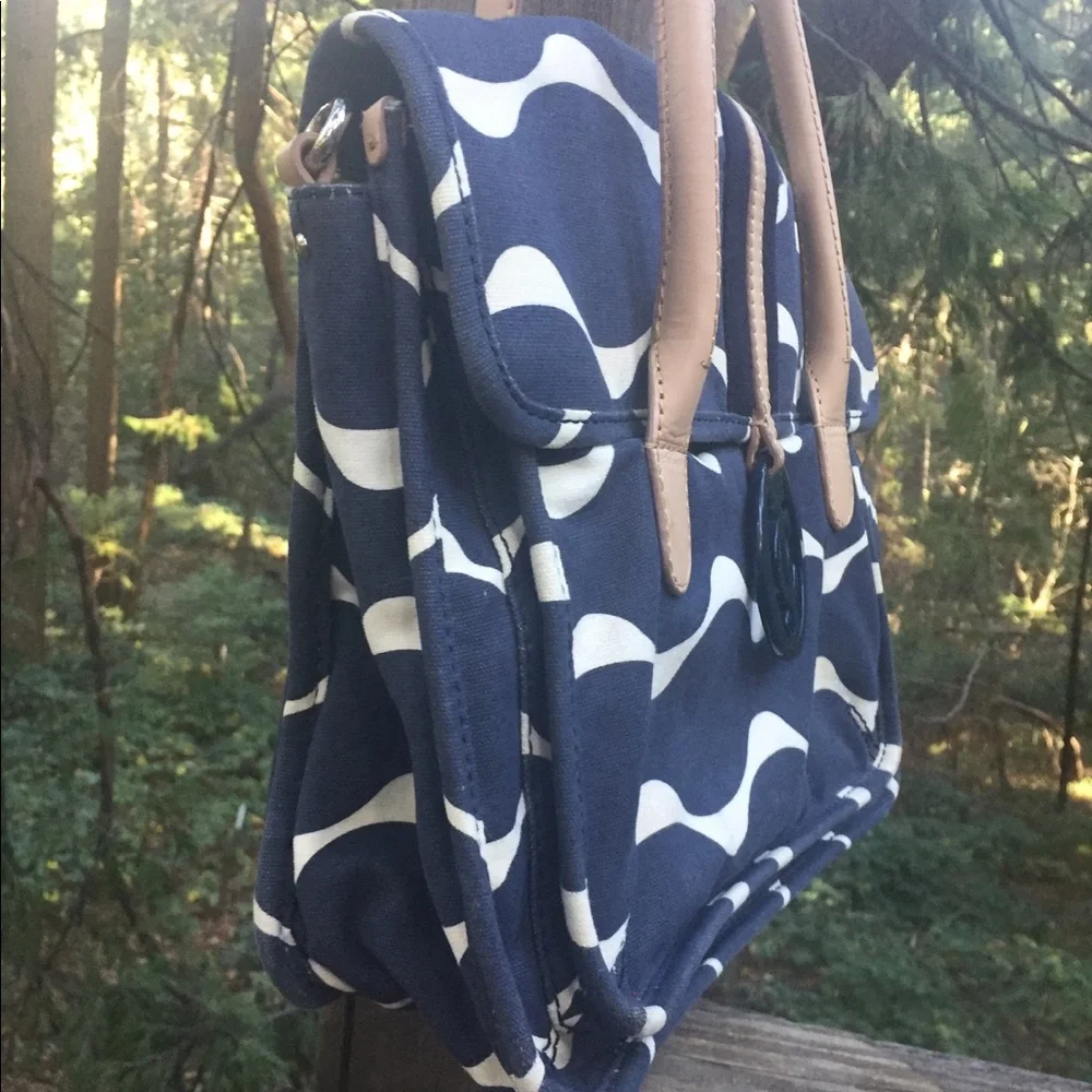 Juicy Couture navy and cream canvas satchel - Picture 3 of 7